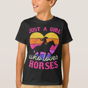 Camiseta Apenas Uma Menina Que Ama Cavalos Mulheres Cowgirl