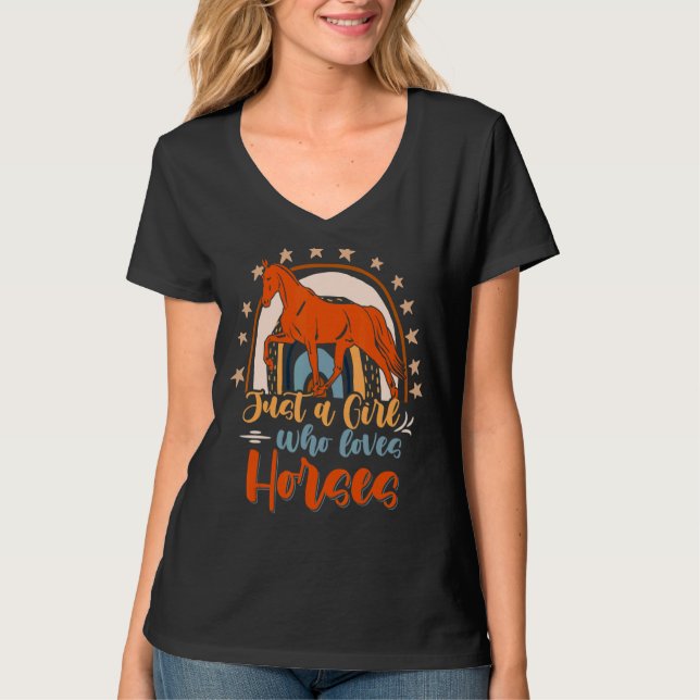 Camiseta Apenas Uma Menina Que Ama Cavalos Para Cavalos Cor (Frente)