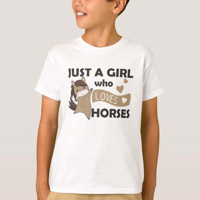 Camiseta Apenas Uma Menina Que Ama Cavalos Pôneos Doces (Frente)