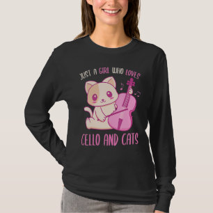 Camiseta Apenas Uma Menina Que Ama Cello E Gata Gato Bonito