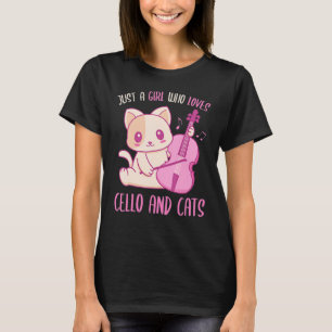 Camiseta Apenas Uma Menina Que Ama Cello E Gata Gato Bonito
