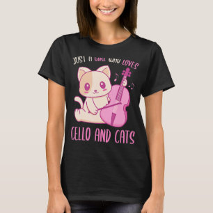 Camiseta Apenas Uma Menina Que Ama Cello E Gata Gato Bonito