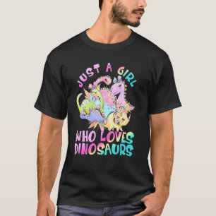 Camiseta Apenas Uma Menina Que Ama Dinossauros Bonitos Dino