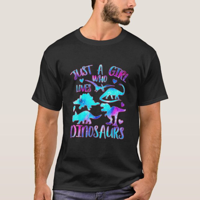 Camiseta Apenas Uma Menina Que Ama Dinossauros - Tema Dinos (Frente)