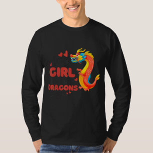 Camiseta Apenas Uma Menina Que Ama Dragões Vermelhos Cai No