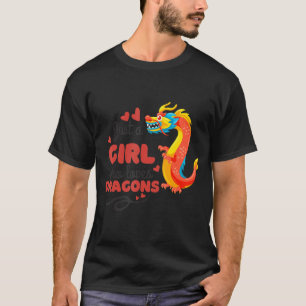 Camiseta Apenas Uma Menina Que Ama Dragões Vermelhos Cai No