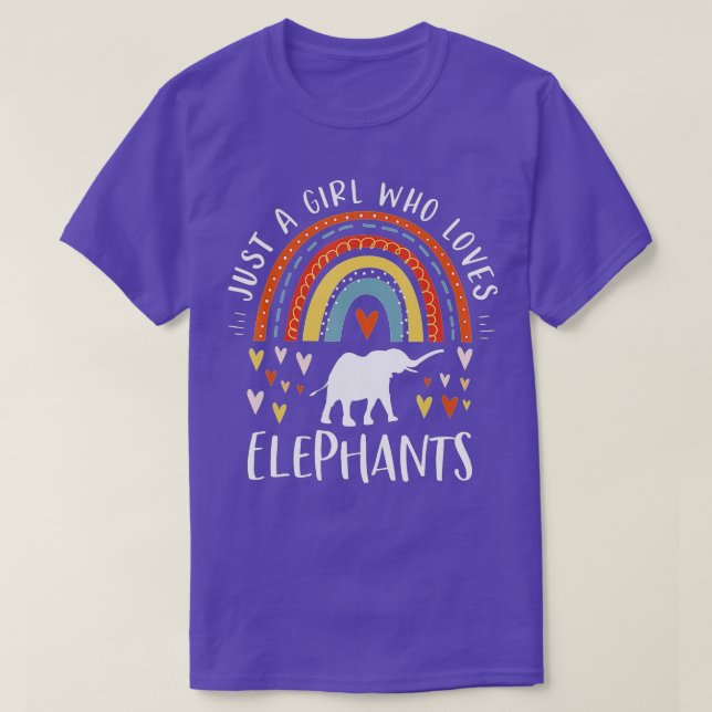 Camiseta Apenas Uma Menina Que Ama Elefantes Arco-Íris Dão  (Frente do Design)