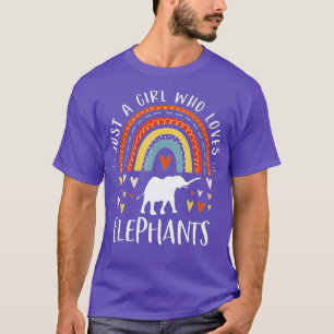 Camiseta Apenas Uma Menina Que Ama Elefantes Arco-Íris Dão