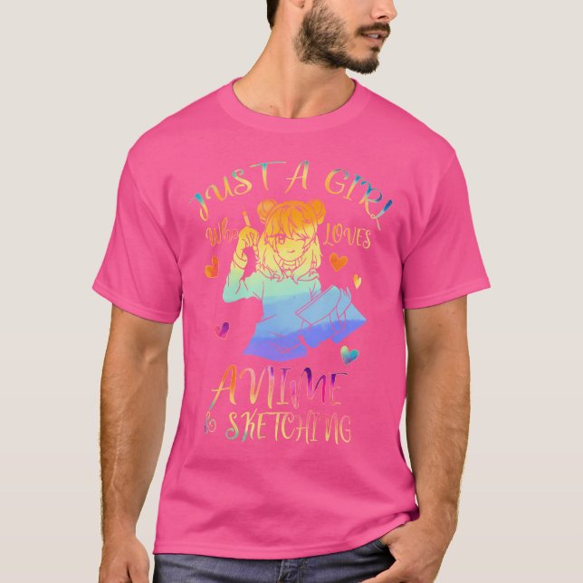 Camiseta Apenas Uma Menina Que Ama Estilo De Esboço De Anim (Frente)