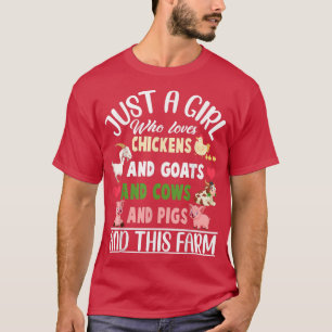 Camiseta Apenas Uma Menina Que Ama Galinha Gosta De Vacas P