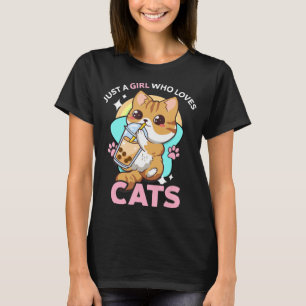 Camiseta Apenas Uma Menina Que Ama Gatos Boba Bubble Milk T