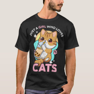 Camiseta Apenas Uma Menina Que Ama Gatos Boba Bubble Milk T