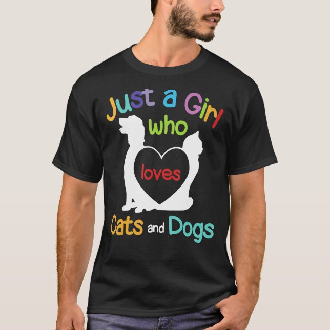 Camiseta Apenas Uma Menina Que Ama Gatos E Cachorros Propri (Frente)