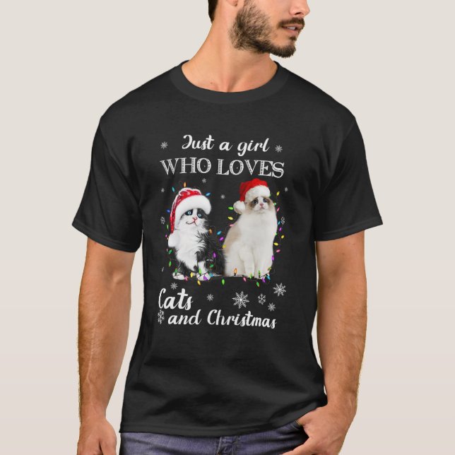 Camiseta Apenas Uma Menina Que Ama Gatos E Gatinhos De Nata (Frente)