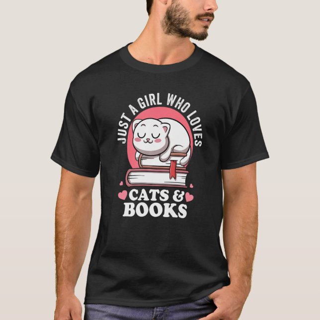 Camiseta Apenas Uma Menina Que Ama Gatos E Livros Avid Read (Frente)