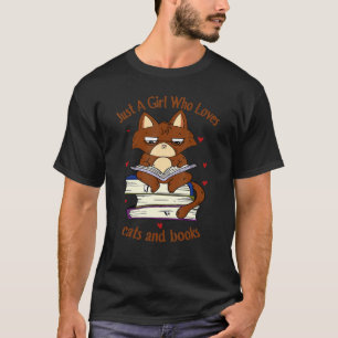 Camiseta Apenas Uma Menina Que Ama Gatos E Livros Gagas Bo