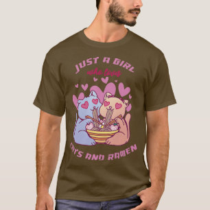 Camiseta Apenas Uma Menina Que Ama Gatos E Ramen Anime Meni