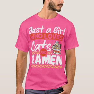 Camiseta Apenas Uma Menina Que Ama Gatos E Ramen Kawaii Kit