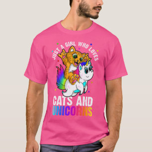 Camiseta Apenas Uma Menina Que Ama Gatos E Unicórnios Incrí