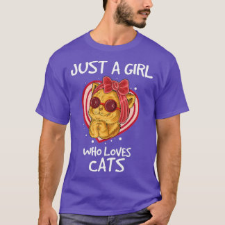 Camiseta Apenas Uma Menina Que Ama Gatos Engraçados Gato E 