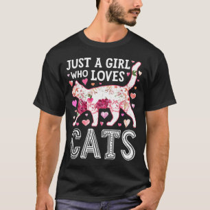 Camiseta Apenas Uma Menina Que Ama Gatos Mulheres Gatos Flo