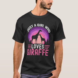 Camiseta Apenas Uma Menina Que Ama Girafas Legal Retro Vint
