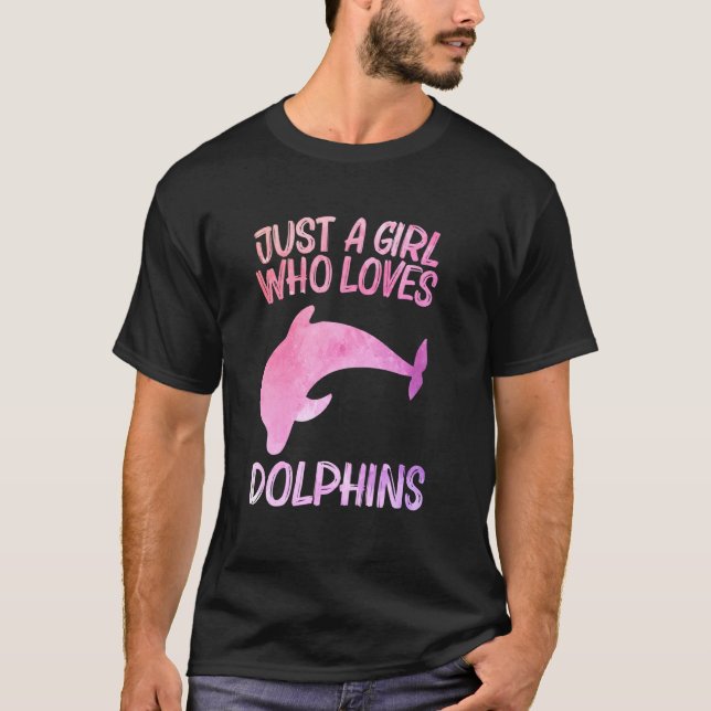 Camiseta Apenas Uma Menina Que Ama Golfinhos Para Mulheres  (Frente)