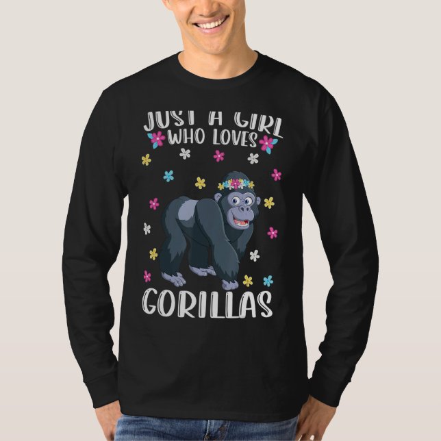 Camiseta Apenas Uma Menina Que Ama Gorilas Cute Gorilla (Frente)