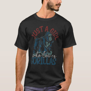 Camiseta Apenas Uma Menina Que Ama Gorillas Ape Monkey Gori