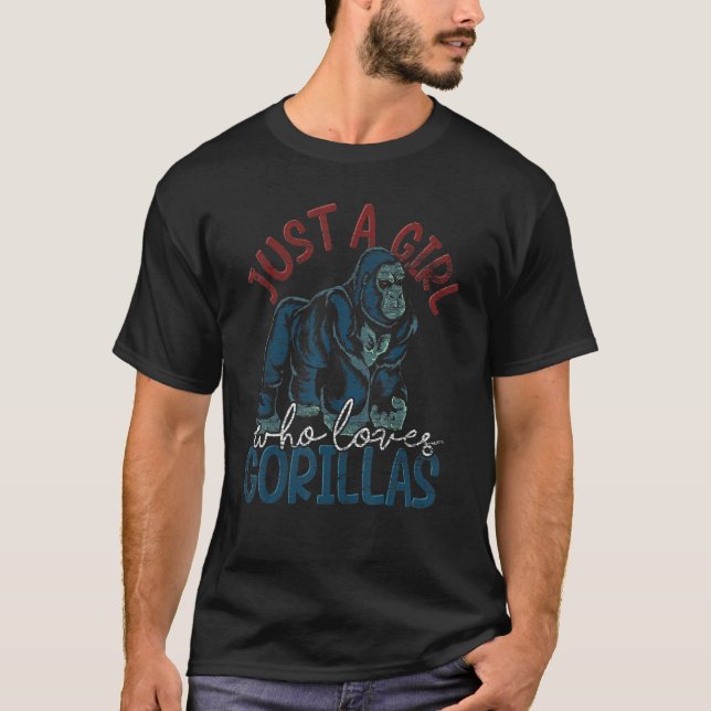 Camiseta Apenas Uma Menina Que Ama Gorillas Ape Monkey Gori (Frente)