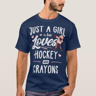 Camiseta Apenas Uma Menina Que Ama Hóquei E Gift De Crayons