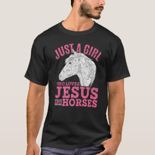 Camiseta Apenas Uma Menina Que Ama Jesus E Cavalos Cavaleir