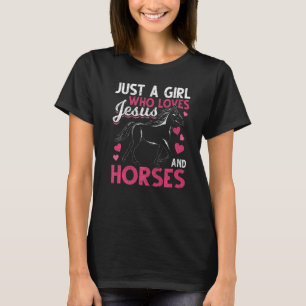 Camiseta Apenas Uma Menina Que Ama Jesus E Cavalos Cristo D