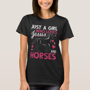 Camiseta Apenas Uma Menina Que Ama Jesus E Cavalos Cristo D