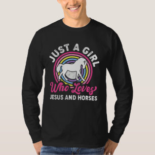Camiseta Apenas Uma Menina Que Ama Jesus E Cavalos Meninas