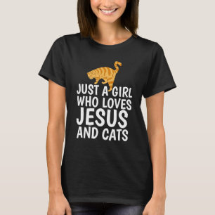 CAMISETA APENAS UMA MENINA QUE AMA JESUS E GATO DE GATO