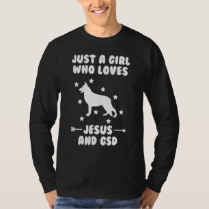 Camiseta Apenas Uma Menina Que Ama Jesus E German shepherd