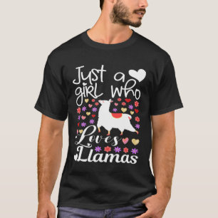 Camiseta Apenas Uma Menina Que Ama Lhamas Llama Amor Coraçã