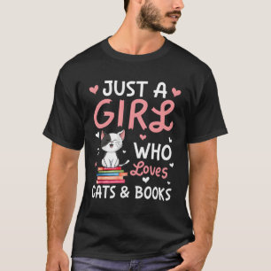 Camiseta Apenas Uma Menina Que Ama Livros E Gatos