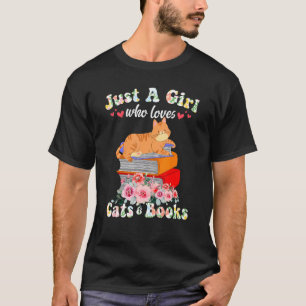 Camiseta Apenas Uma Menina Que Ama Livros E Gatos Lendo