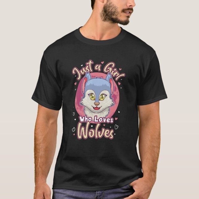 Camiseta Apenas Uma Menina Que Ama Lobos Lobos Lobos Colo (Frente)