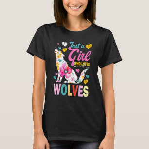 Camiseta Apenas Uma Menina Que Ama Lobos Lobos Lobos Lobos