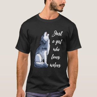 Camiseta Apenas Uma Menina Que Ama Lobos Mulheres Engraçada