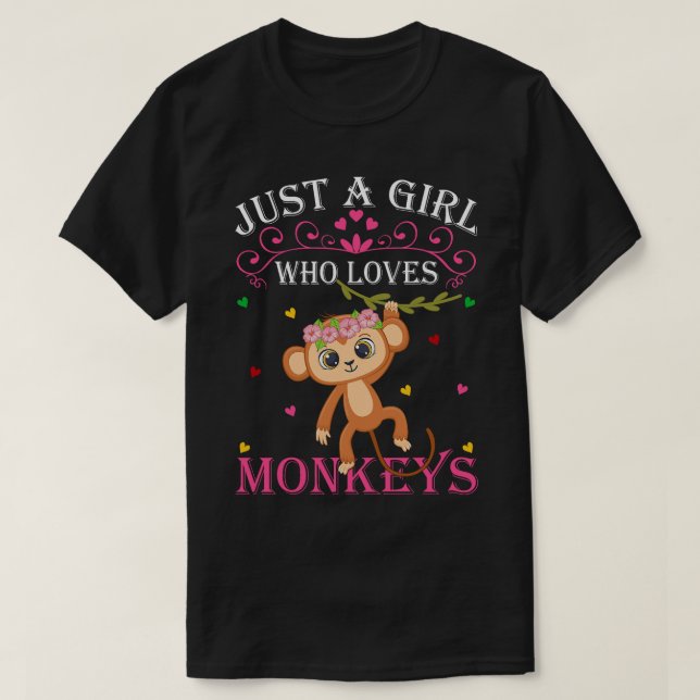 Camiseta Apenas Uma Menina Que Ama Macacos Macacos Cute Lov (Frente do Design)