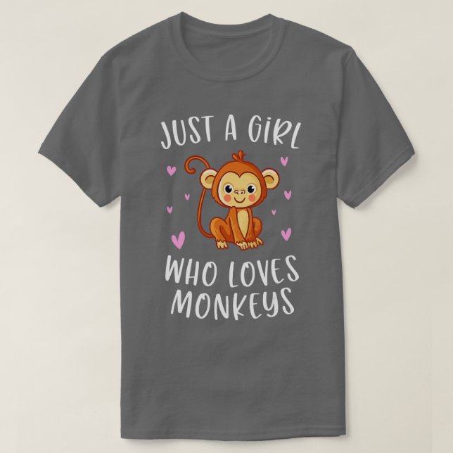 Camiseta Apenas Uma Menina Que Ama Macacos Macacos Macacos  (Frente do Design)