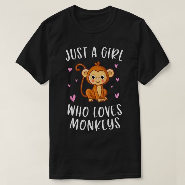Camiseta Apenas Uma Menina Que Ama Macacos Macacos Macacos  (Frente do Design)