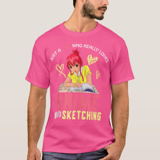 Camiseta Apenas Uma Menina Que Ama Mesmo Anime E Desenhando