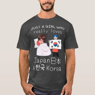 Camiseta Apenas Uma Menina Que Ama Mesmo O Japão E A Coreia