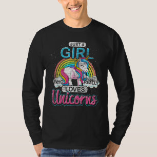 Camiseta Apenas Uma Menina Que Ama Mesmo Unicórnios Rainbow