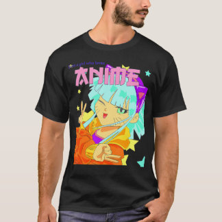 Camiseta Apenas Uma Menina Que Ama O Anime Harajuku Kawaii 